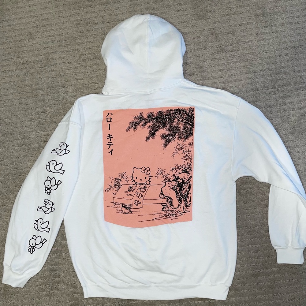 NEW Sanrio Hello Kitty Kanji Japanese Art Hoodie Sweatshirt
